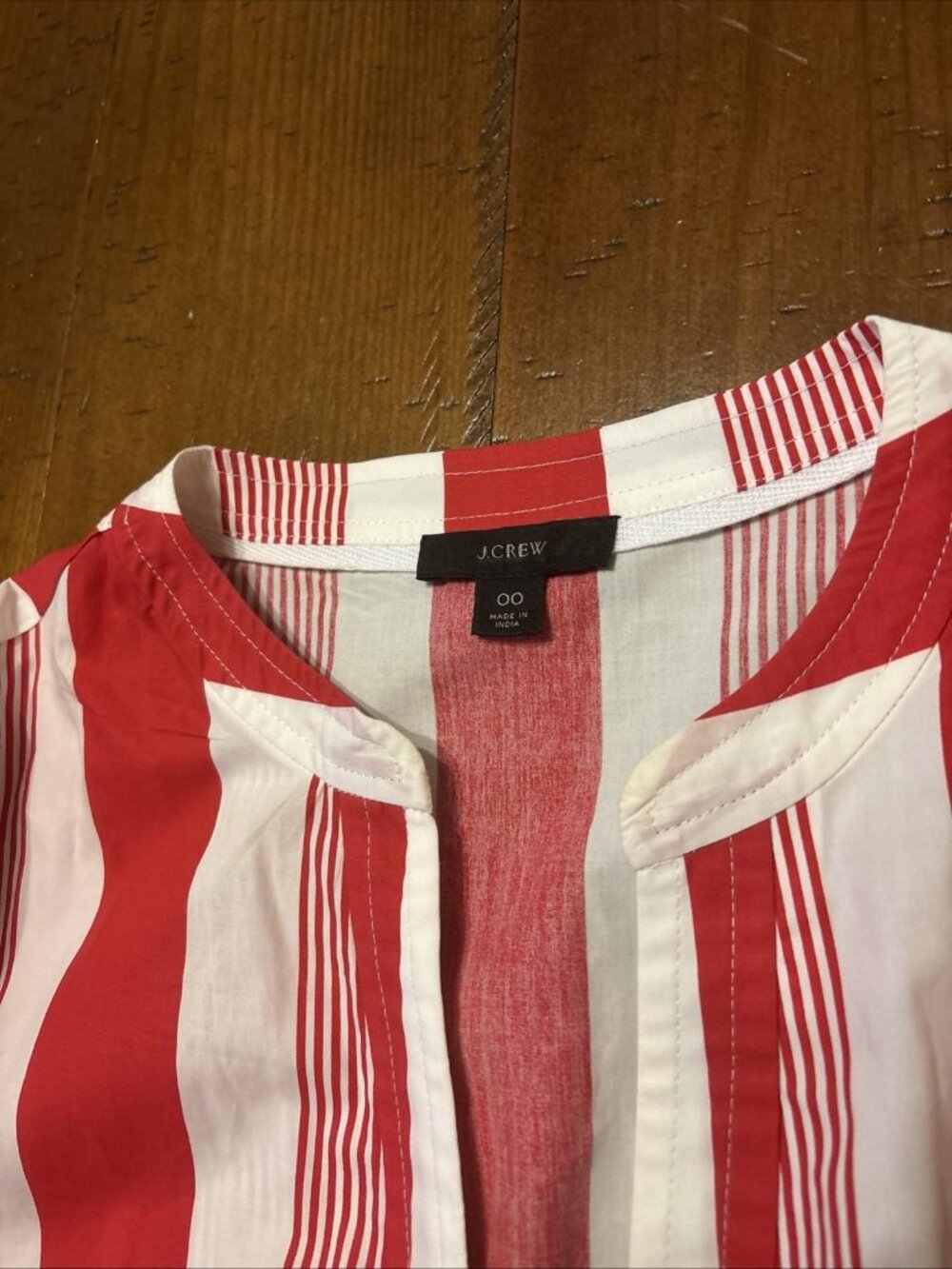 Jcrew Red & White Stripe Dress Size 00 Belted Poplin Dress - Picture 4 of 8